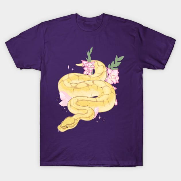 Ball Python and Gladiolus T-Shirt by starrypaige